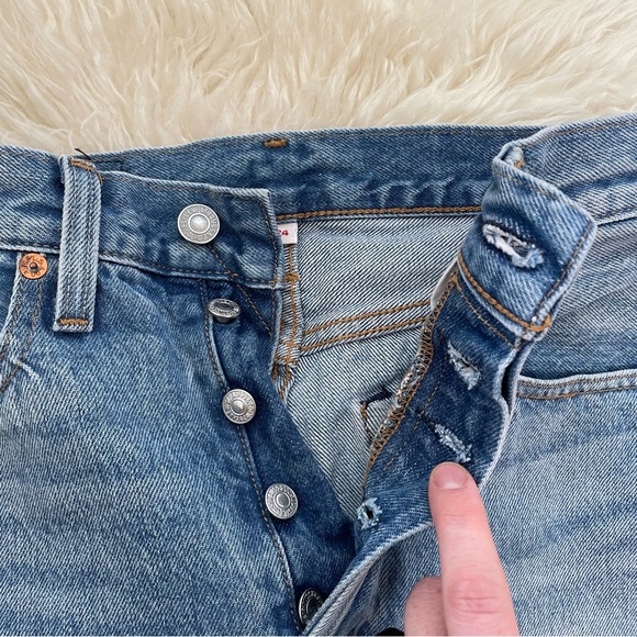 LEVIS Distressed Denim Jean Button up Skirt - Picture 7 of 9